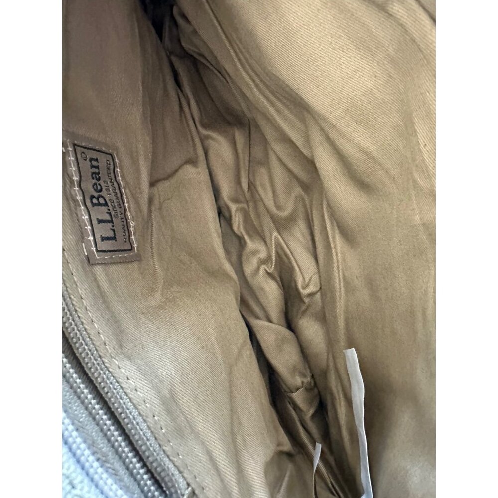 VTG LL Bean RARE Boat & Tote Handbag Seagull Embroidery & Leather Brown Beige - Picture 10 of 11